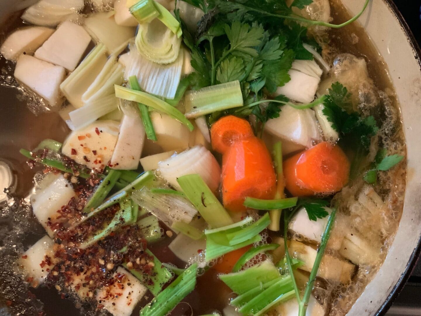 A Turkey Bone Broth Being Cooked on the Stove