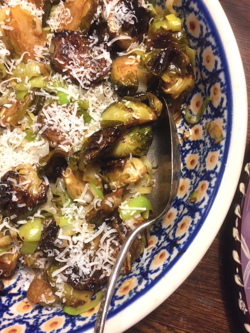 A Bowl of Brussels With Sprouts and Cheese