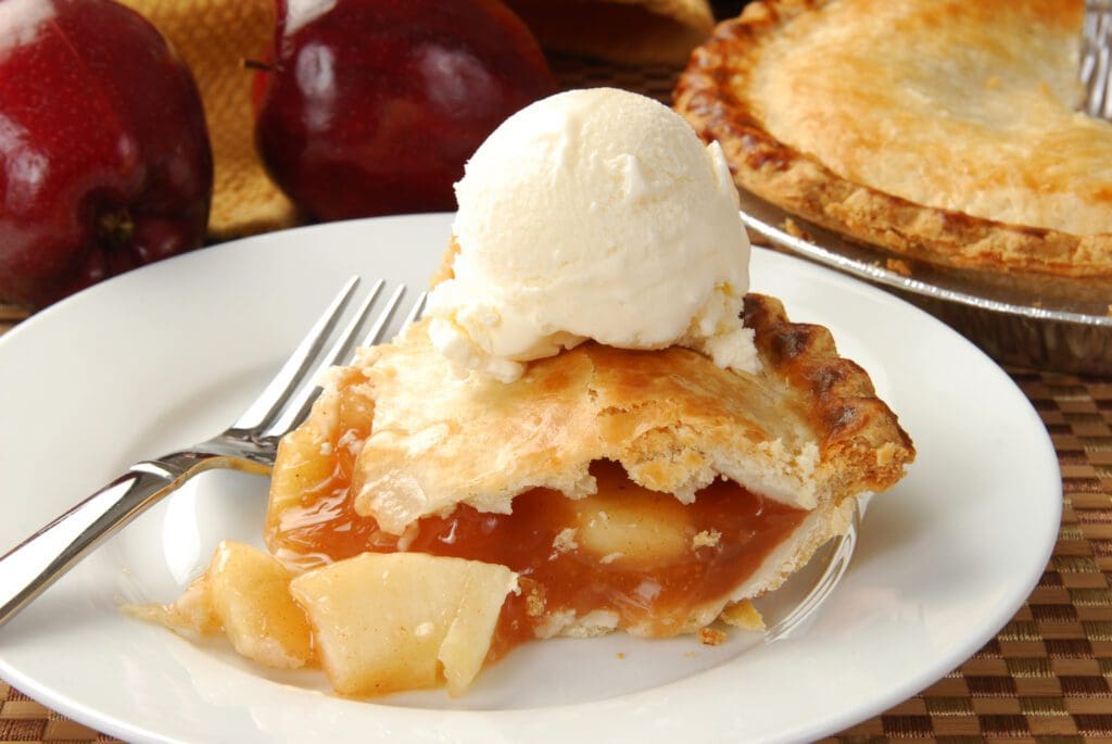 An Apple Pie Slice With a Scoop of Ice Cream