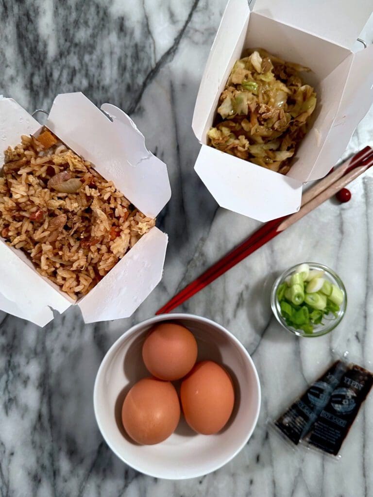 Chinese Fried Rice in Take Out Boxes