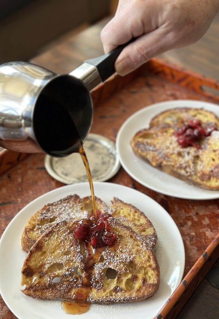 Syrup Being Poured to a French Toast Bread