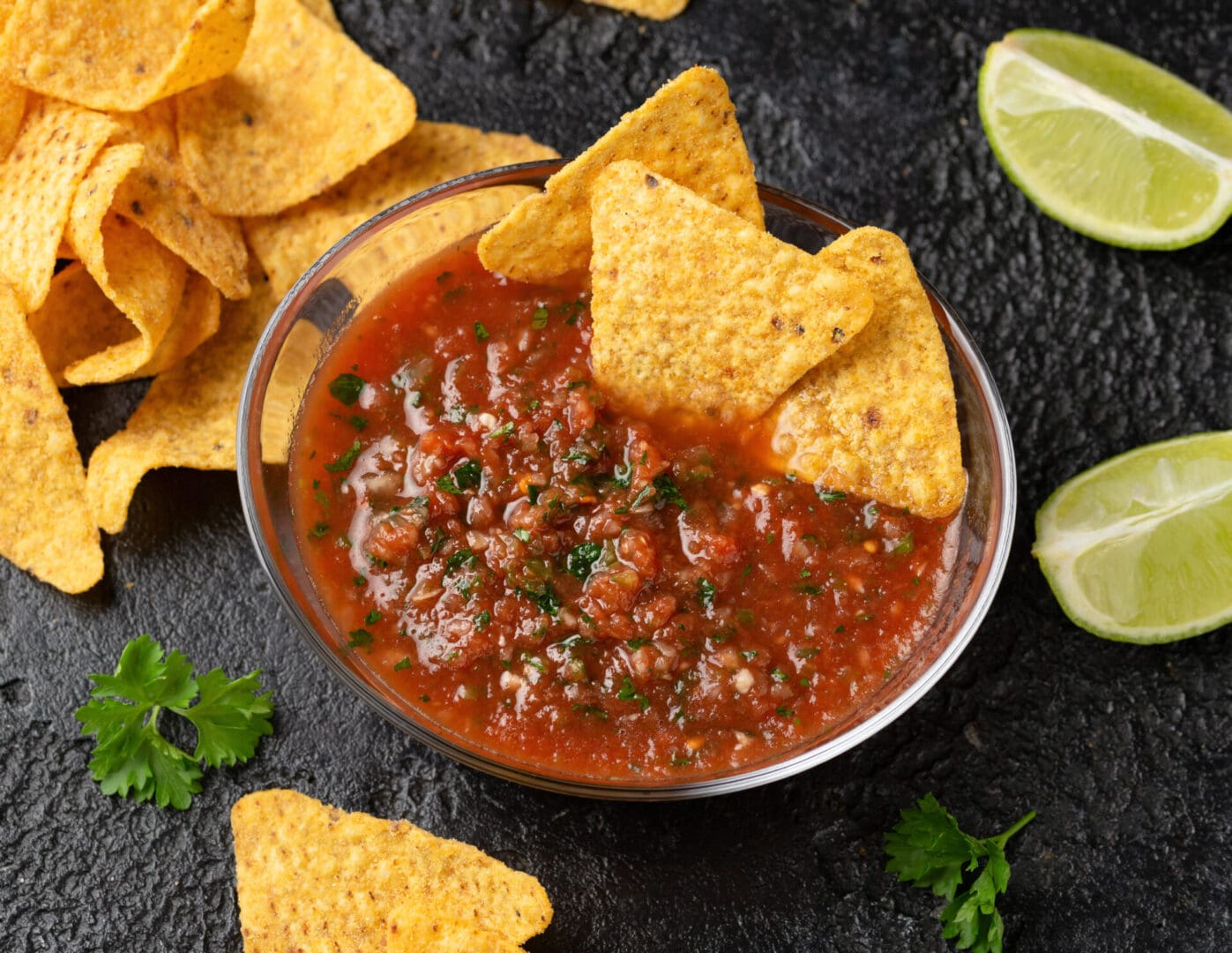 Top view of a Roasted Vegetable Salsa