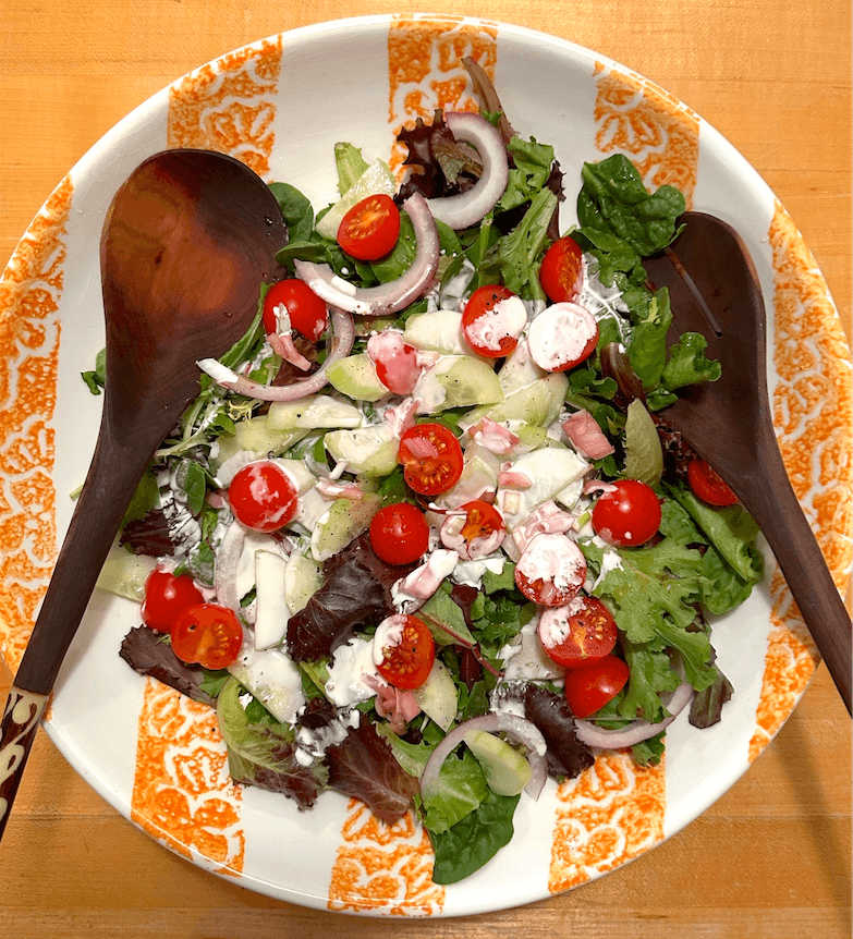 Top view of a Simple Salad in a plate