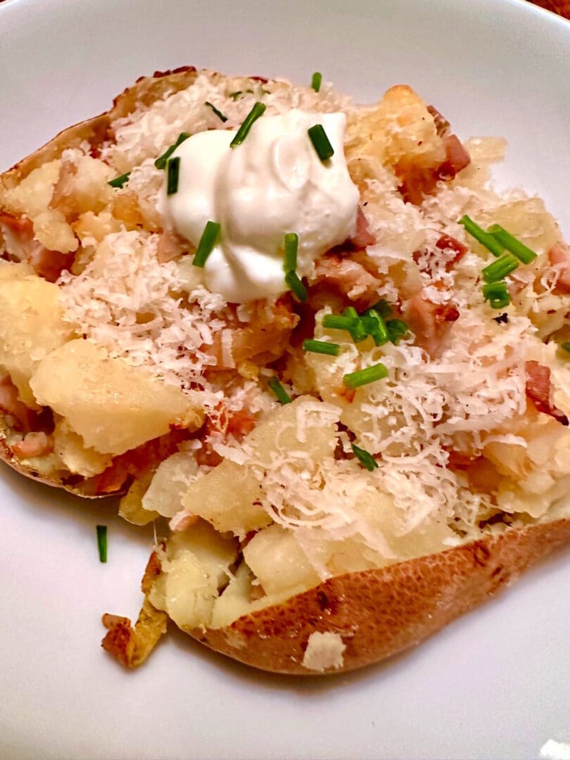 Top view of food on a white color plate