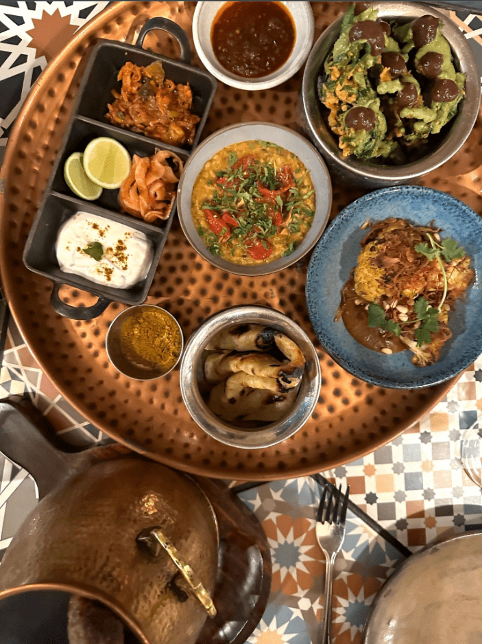 Top view of a platter on the table