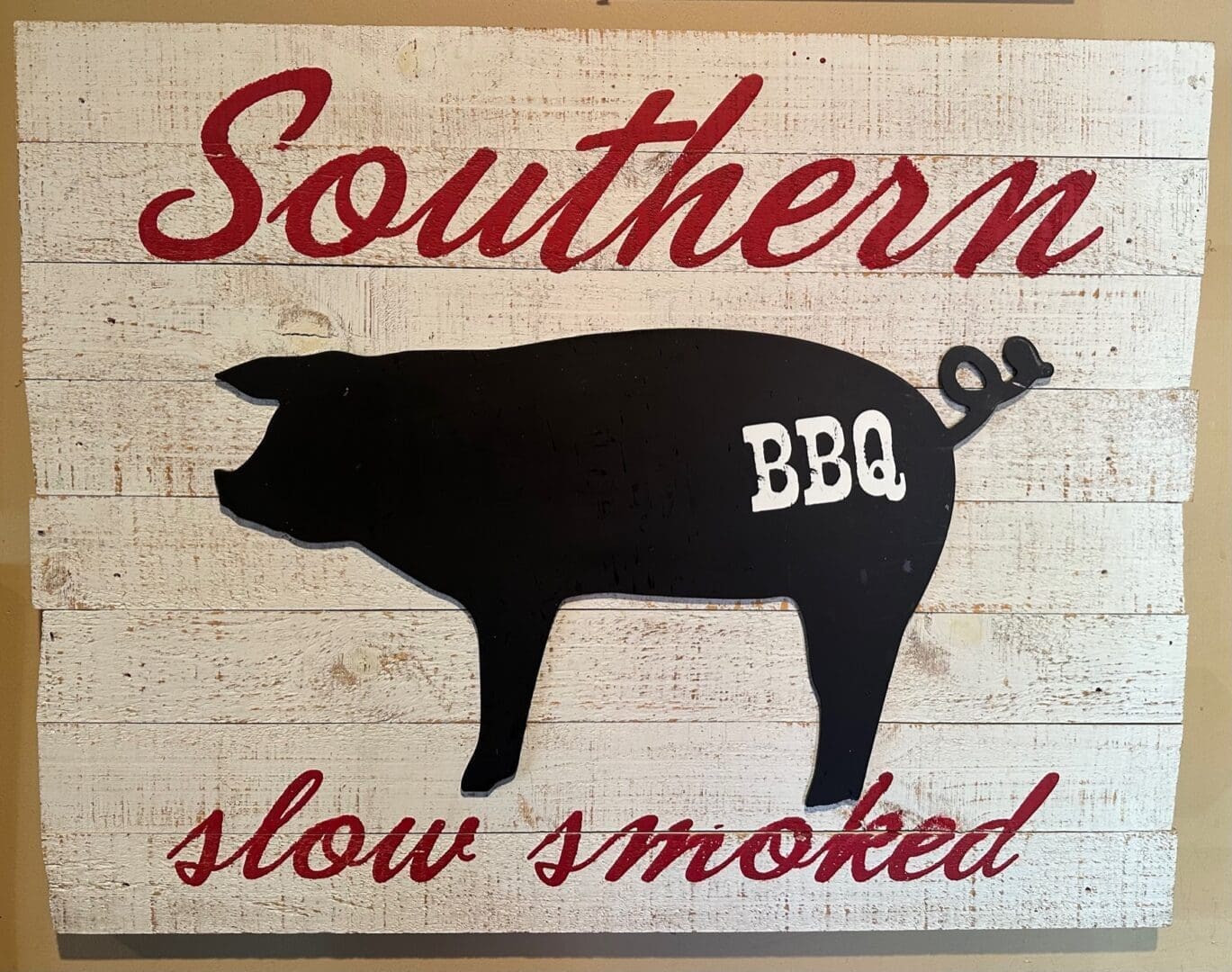 Southern bbq slow smoked sign.