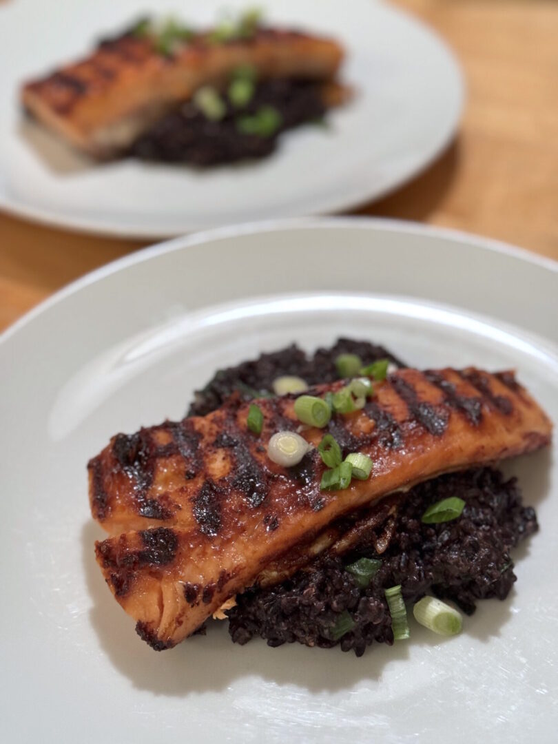 Grilled Salmon over Forbidden Rice