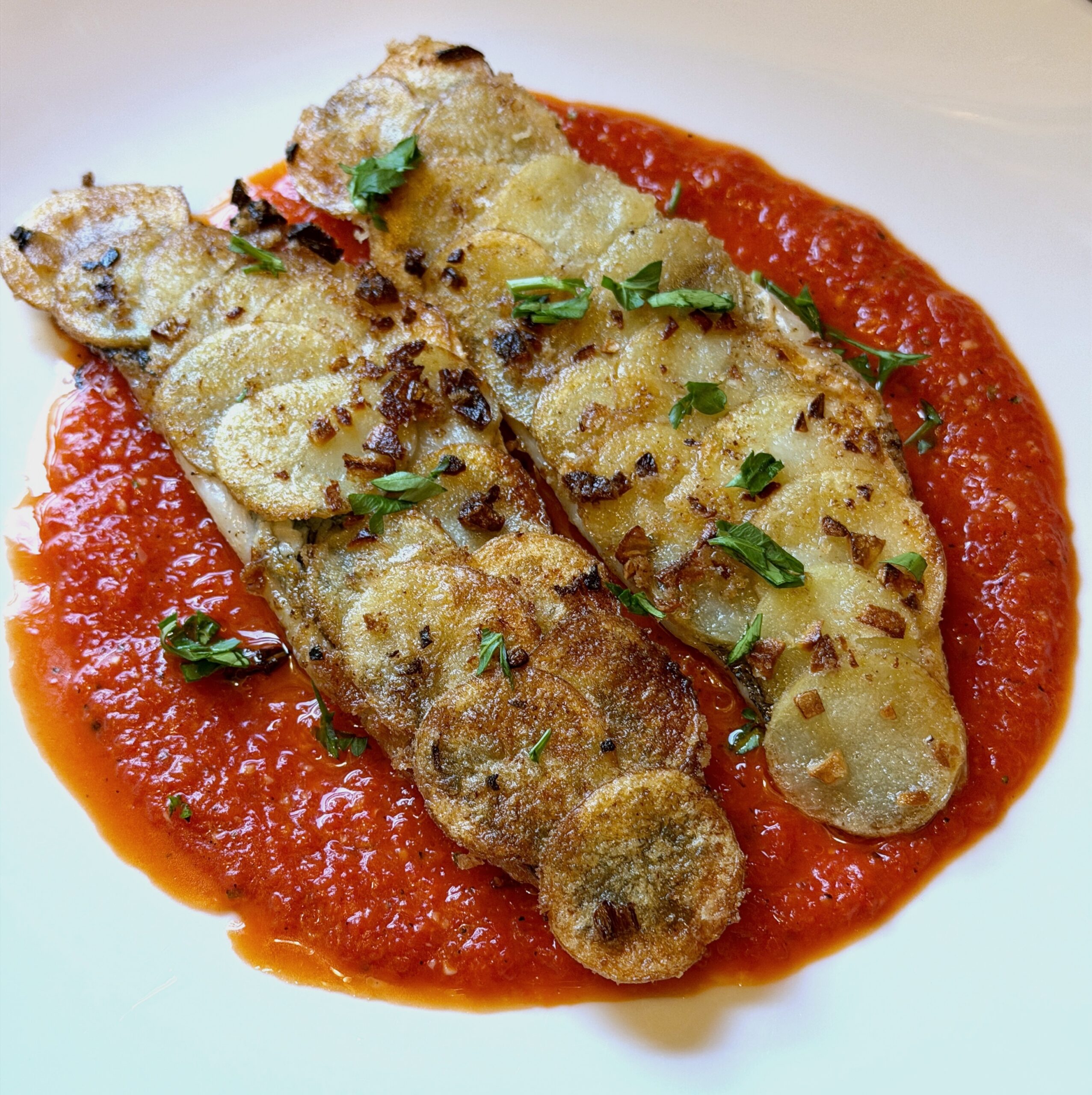 Potato encrusted Branzino