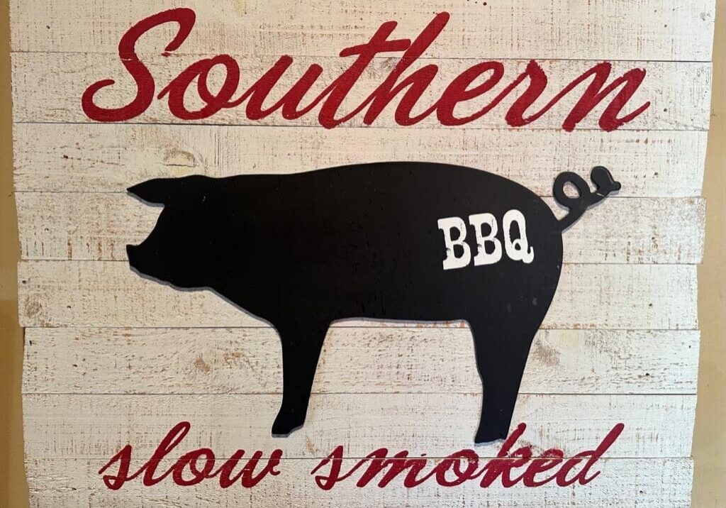 Southern bbq slow smoked sign.