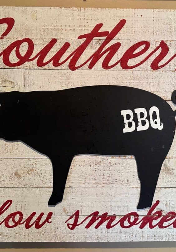 Southern bbq slow smoked sign.