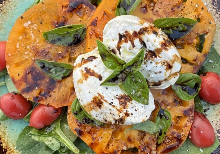 Burrata and heirloom tomato salad with basil