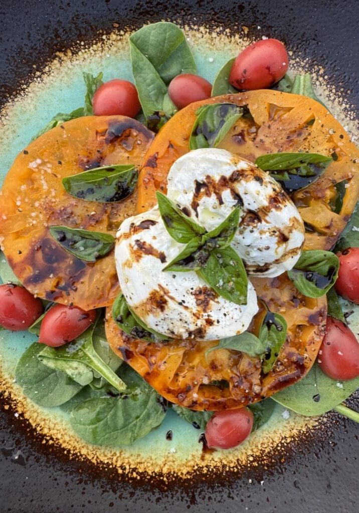 Burrata and heirloom tomato salad with basil