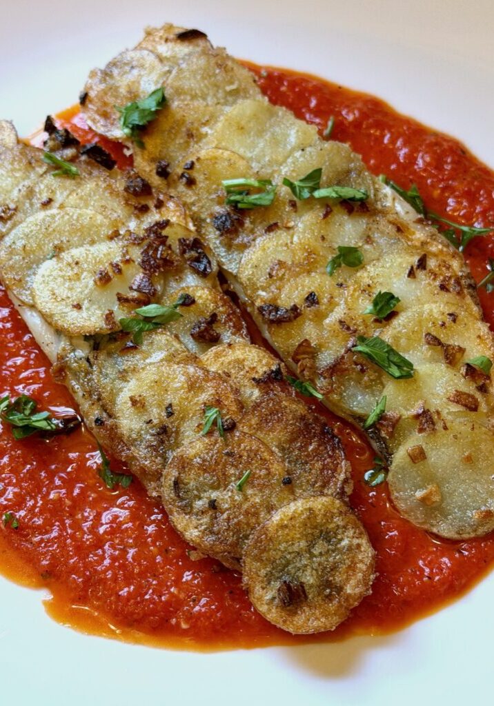 Potato encrusted Branzino