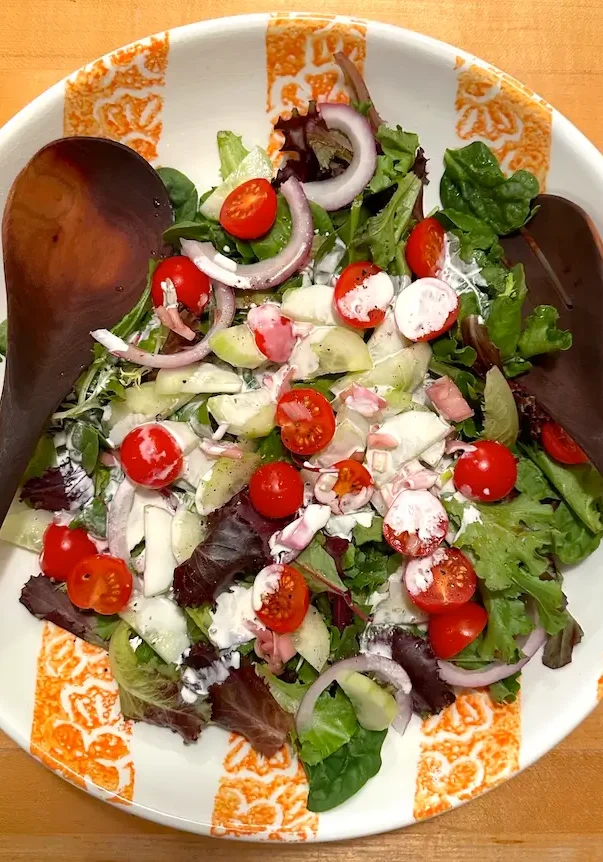 Top view of a Simple Salad in a plate